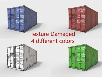 Container 20ft with 2 LOD for physically based rendering Low-poly 3D model