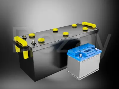 Car battery Acid 12v and 24v 3D model