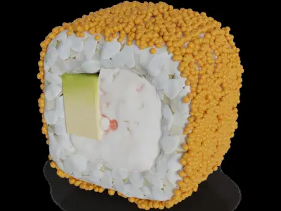 Sushi Crab sticks masago caviar avocado cream 3D model