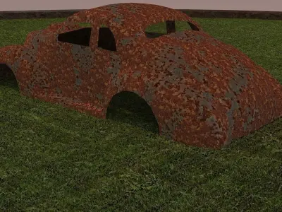VEHICLE old rusted car in grass Free low-poly 3D model