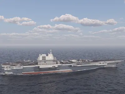 PLA NAVY Type 003 class aircraft carrier Fujian ship CV18 Low-poly 3D model