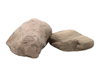  Two Warm Toned Smooth Round Large Rock Boulder Models 