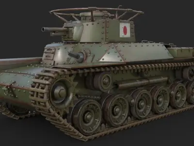 Tank Type 97 Chi Ha Green Japan Vray 3D model