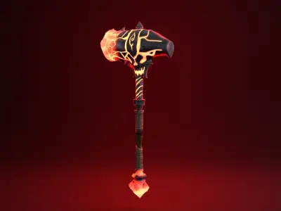 Fantasy Hammer - Fire Version Low-poly 3D model
