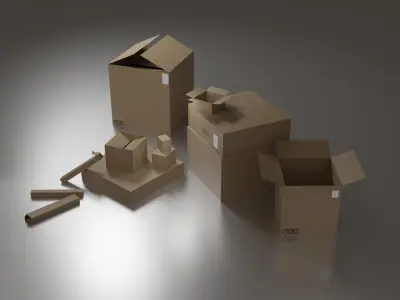 Lowpoly Cardboard Boxes Low-poly 3D model