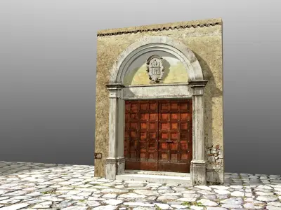 Medieval Romanic Style Portal no 1 Low-poly 3D model