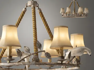 Chandelier Norman Bird Forest Patina 6 3D model