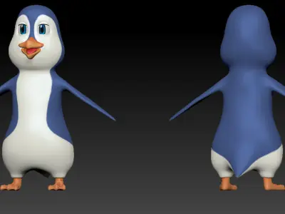 Cartoon penguin Low-poly 3D model
