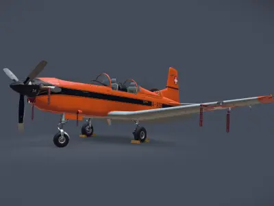 Pilatus PC-7 Mk-I SAFOrange Low-poly 3D model