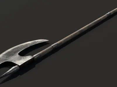 Medieval Two Handed Battle Axe Low-poly 3D model