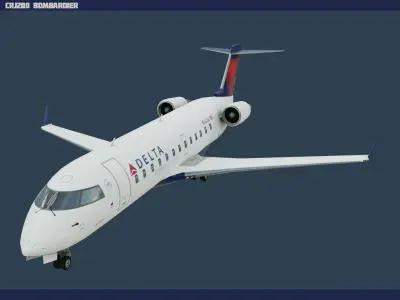CRJ200 Delta Low-poly 3D model