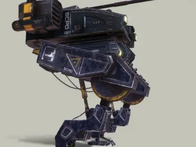 Mech Cyberpunk - Police Mech Lowpoly Animated Low-poly 3D model