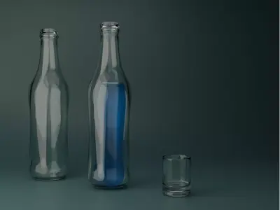  Soda bottle and glass 3D model