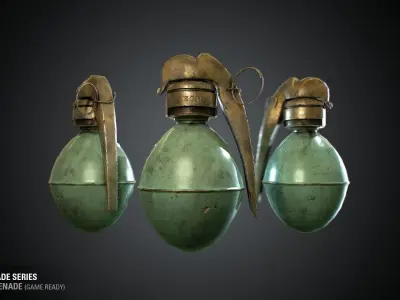 M1 French Grenade - WWI Grenade Series Game Ready Low-poly 3D model