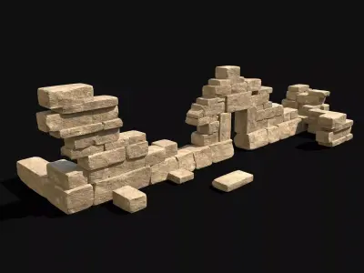  ARABIC DESERT RUINS EGYPTIAN SAND STONES DEBRIS Low-poly 3D model