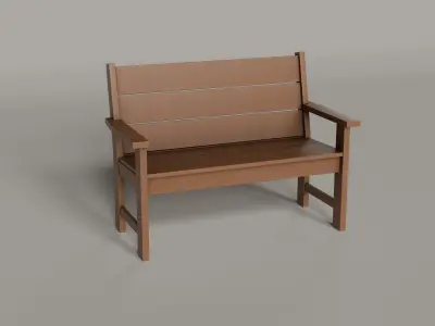 Lakeside Bench - 4 COLORS Low-poly 3D model