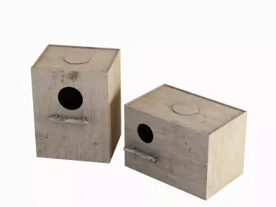 Wooden Birdhouse E 02 Low-poly 3D model