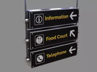 Airport Sign Board 005 Low-poly 3D model