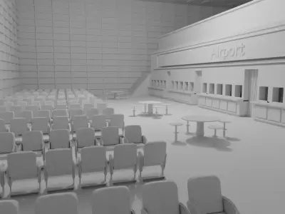 Airport Departures Lounge No Material 3D model