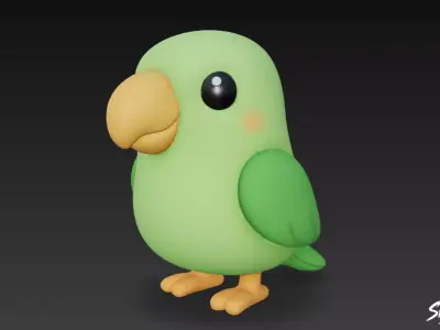 Cartoon Plush Parrot Low-poly 3D model