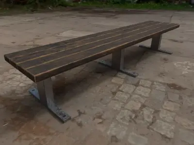 bench 3 low poly unwrapped Low-poly 3D model