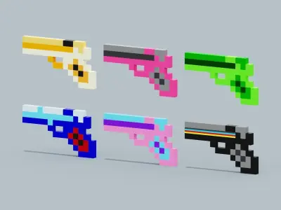 Minecraft Gun Low-poly 3D model