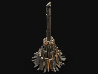 WITCH STAKE TORTURE TORMENT DEATH PYRE Low-poly 3D model