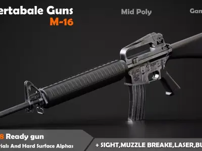 Convertable Guns 3 M16 Free low-poly 3D model
