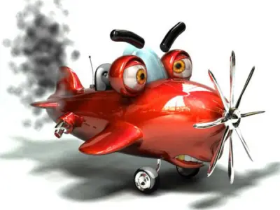 Airplane cartoon rigged Low-poly 3D model