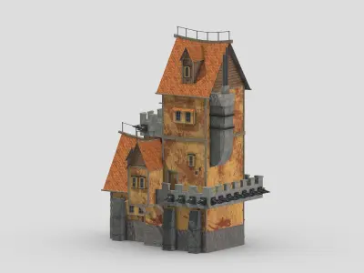 Medieval Building 06 Low Poly PBR Realistic Low-poly 3D model