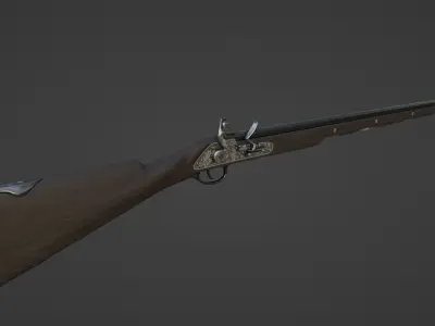 1720 Flintlock Long Rifle Low-poly 3D model