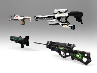 Sci-Fi Futuristic weapons Low-poly 3D model