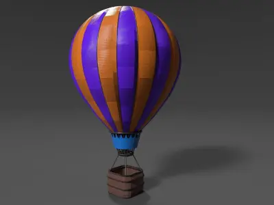 Customizable Hot Air Balloon Low-poly 3D model