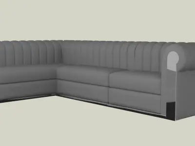 Gray Sofa With Metallic Silver Side and Round Backrest Free 3D model