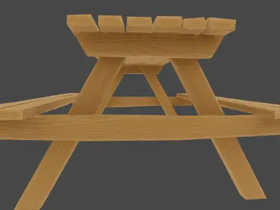 Stylized Low-Poly Picnic Table Game Ready Low-poly 3D model