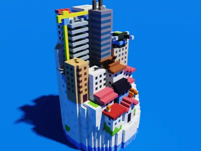 Voxel Log City 3D model