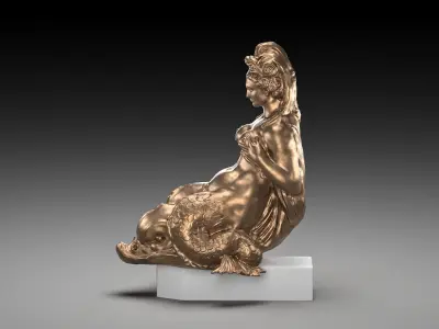 Mermaid bronze Low-poly 3D model