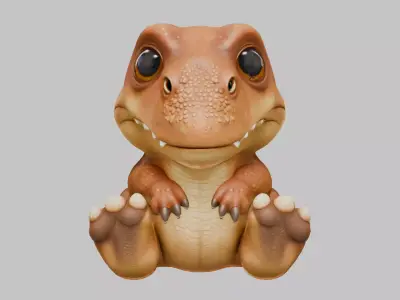  3D model of a T-Rex Kid Low-poly 3D model