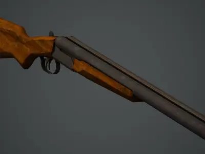 Double Barrel Shotgun - Low Poly Game Ready Low-poly 3D model