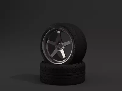 Advan GT sports racing wheel with Advan Neova tires Low-poly 3D model