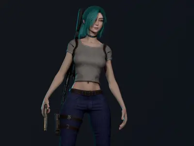 Survivor Girl 4 Low-poly 3D model