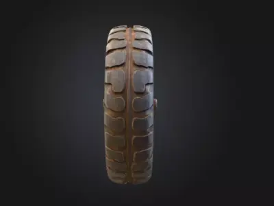 Weathered Wheel Low-poly 3D model