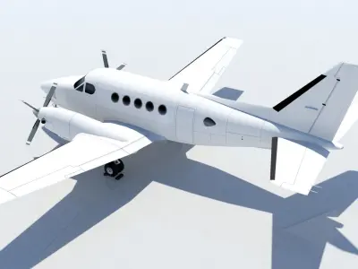 Beech King Air 100 Static  Low-poly 3D model