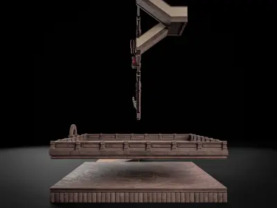 MODULAR BUILDING WITH INTERIOR KITBASH 02 Low-poly 3D model