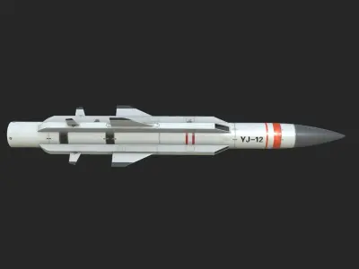 YJ-12 Anti-ship missile YJ12 Yingji12 Low-poly 3D model