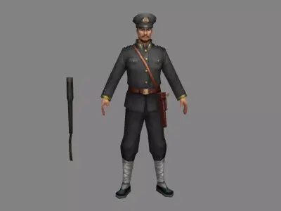 Asian military - patrolman Low-poly 3D model
