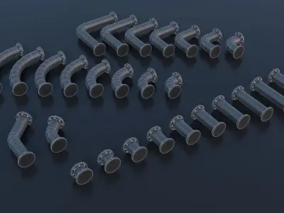 Modular Industrial Pipes PBR Low-poly 3D model