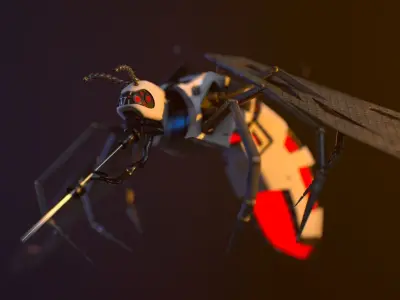 Cyber Mosquito Bug  Low-poly 3D model