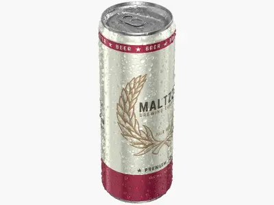 Sleek Beer Can With Droplets 355ml 3D model purchase