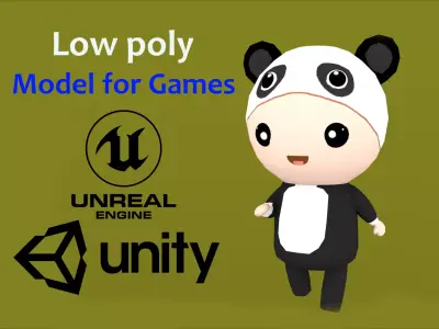 Chibi Panda Animated For Games Free low-poly 3D model